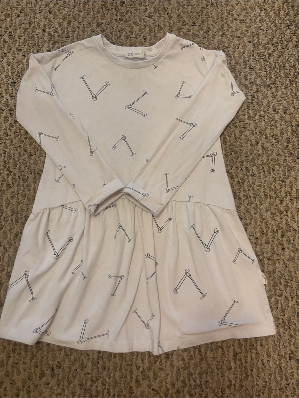 Miles Girl’s Scooter-Print Long Sleeve Dress, Size 5